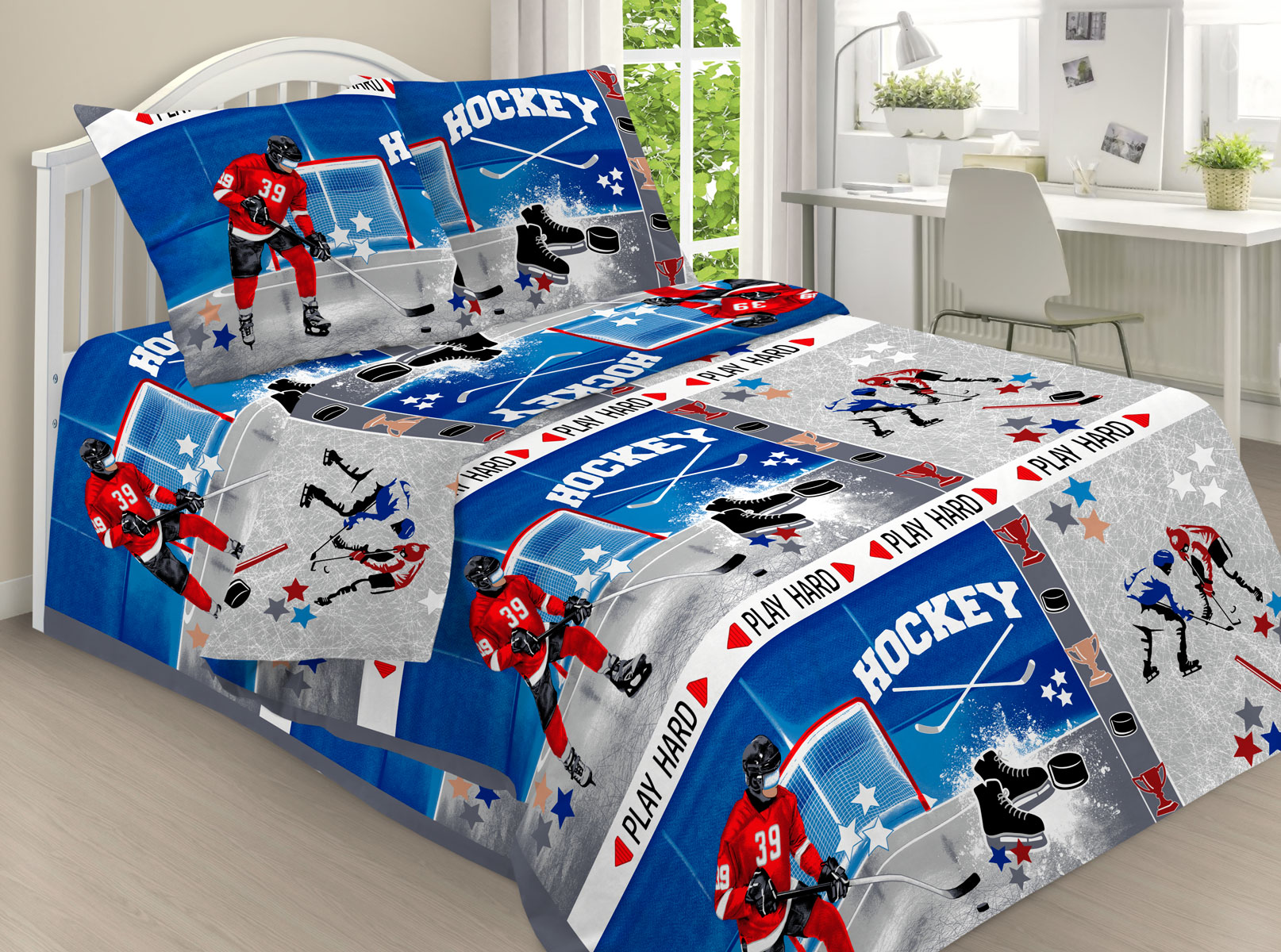 Детский постельный комплект Хоккей