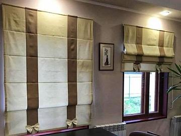 Римские шторы на подкладке в кабинет